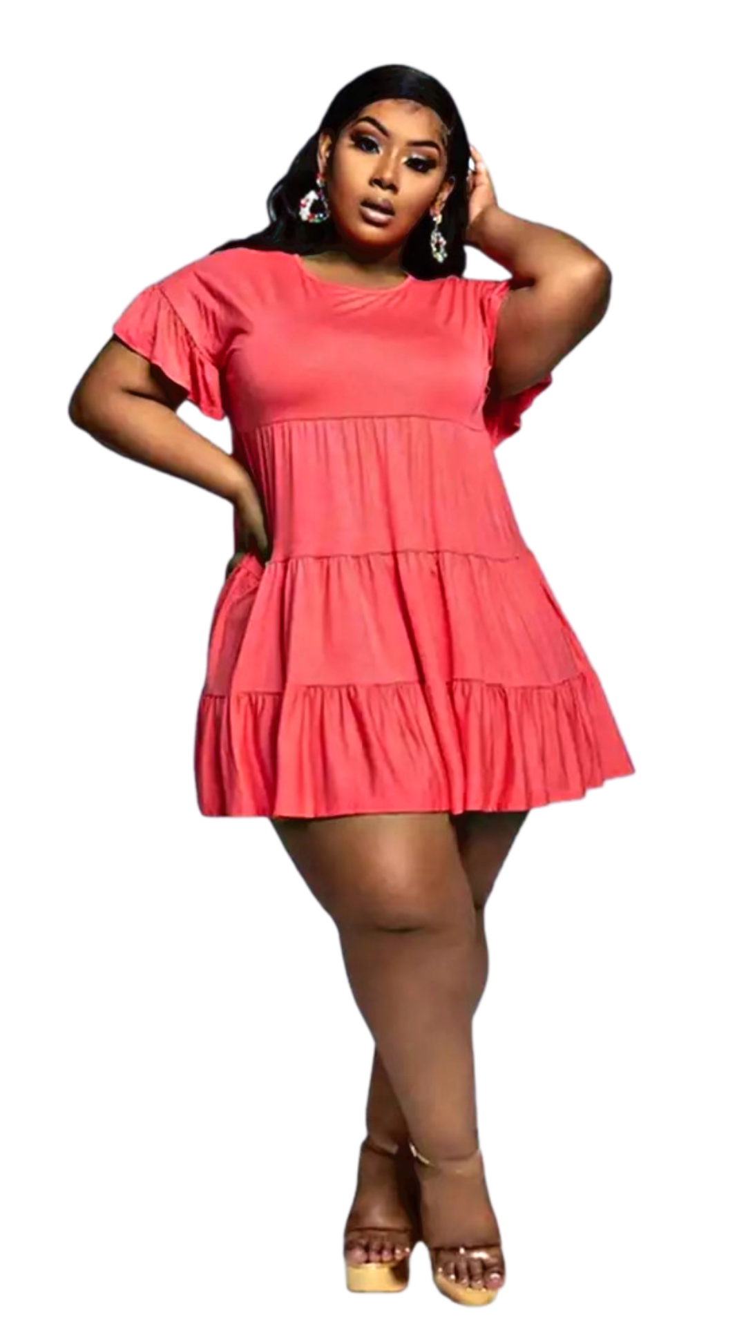 Curvy Pink Ruffle Dress - Twice the Charm